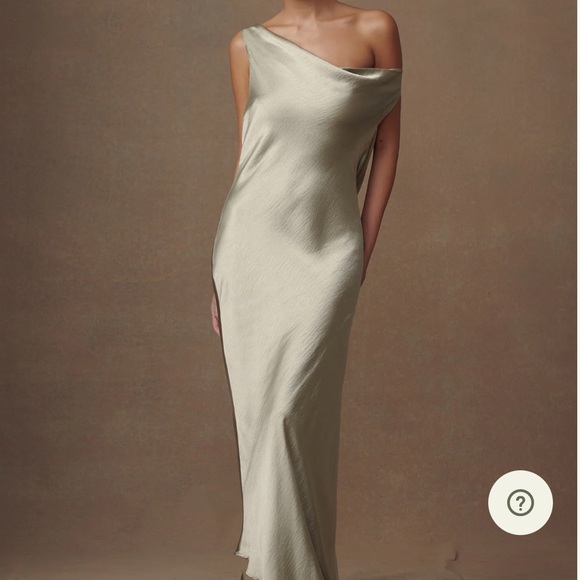 Meshki One-Shoulder Satin Dress in sage - Picture 1 of 7